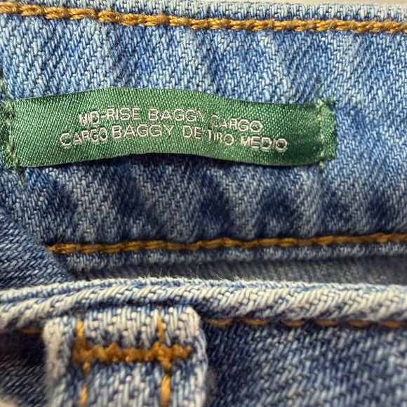 Wild Fable Womens Mid Rise Baggy Cargo Jeans Medium Wash Blue Wide Leg Size 8/R - Picture 4 of 5